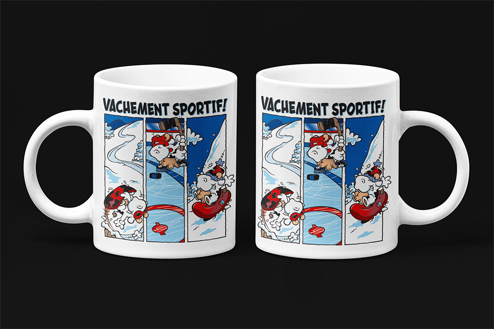 Une tasse cadeau originale de notre Collection Loisirs et Sports: Vachement sportif.