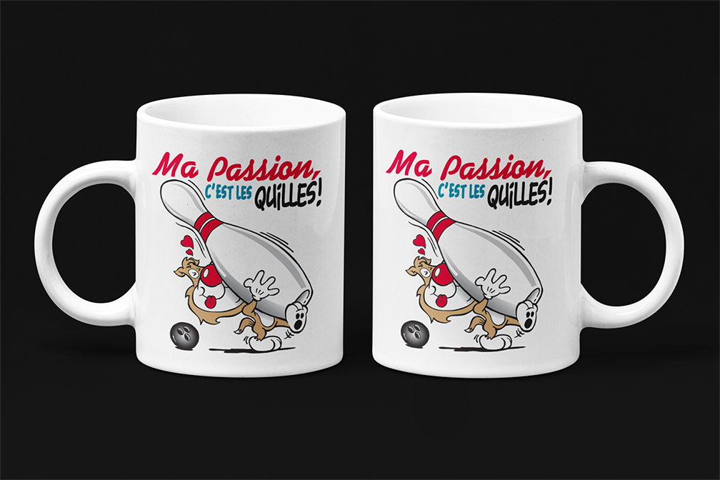 une tasse humoristique de notre Collection Loisirs et Sports: Ma passion c'est les quilles