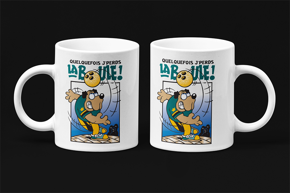 Une tasse originale de notre collection Loisirs et Sports: Quelque fois j' pers la boule.