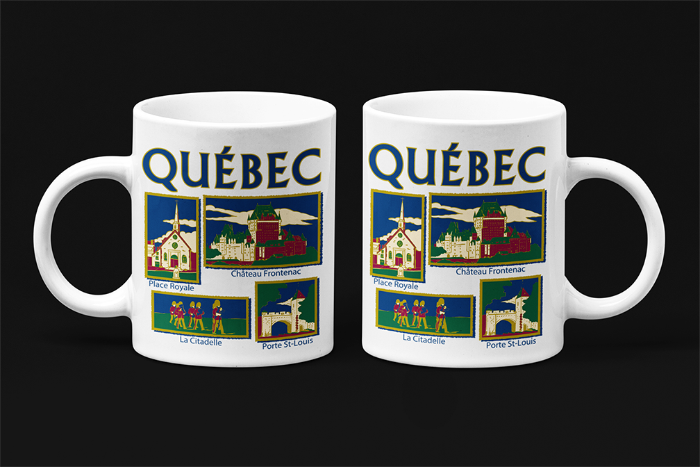 Une tasse cadeau originale de notre Collection Touristique: Ville de Québec. Québec