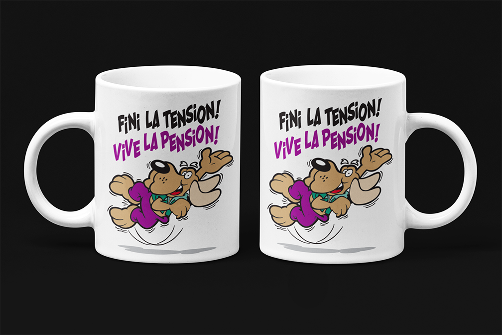Une tasse cadeau de notre Collection Retraite: Fini la tension,Vive la pension