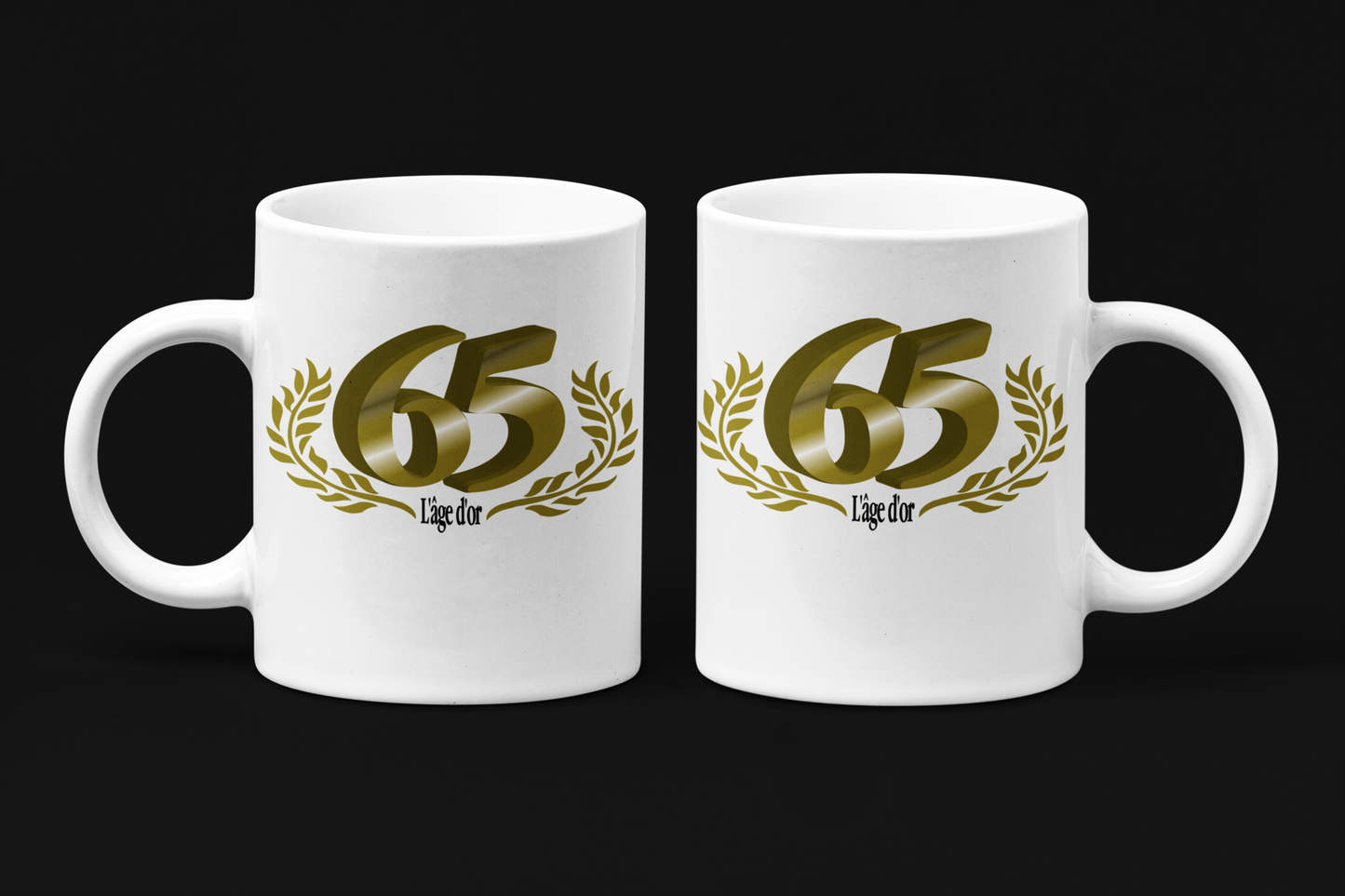 Une tasse pour la Fête d'une personne de 65 ans de notre Collection Anniversaire: 65 ans. L'âge d'or