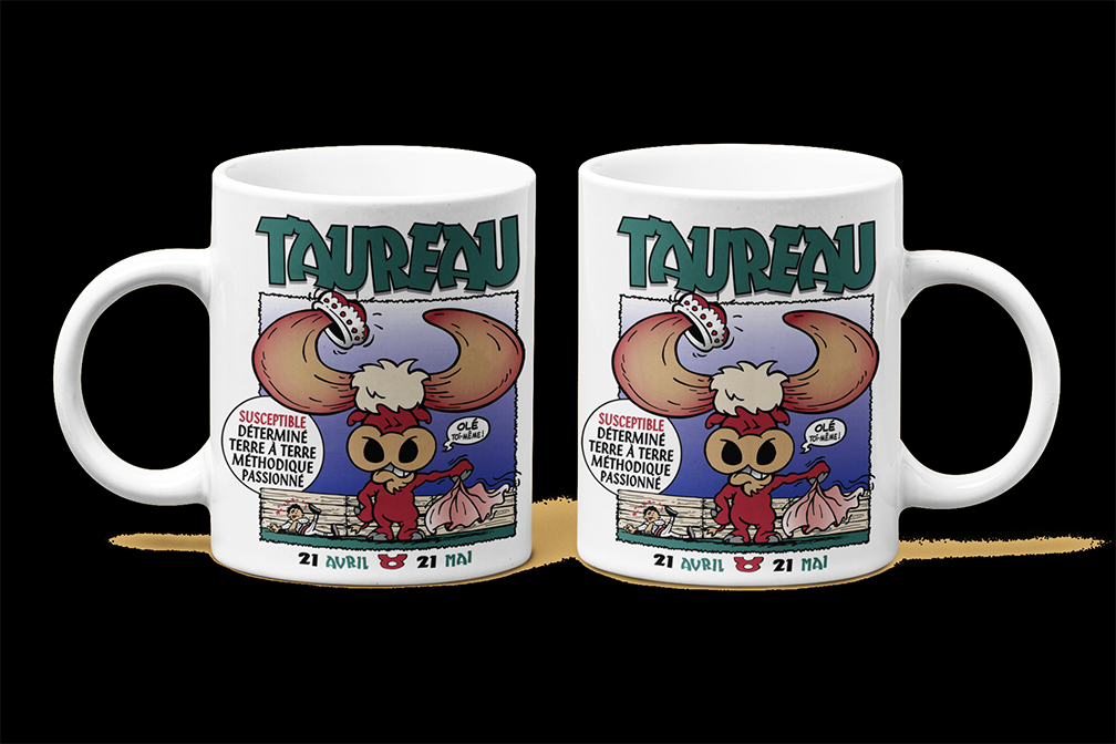 Une tasse cadeau de la Collection Zodiaque: Signe astrologique du Taureau.