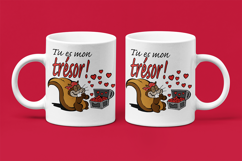 Une tasse cadeau pour la Saint-Valentin. Tu es mon trésor. St-Valentin