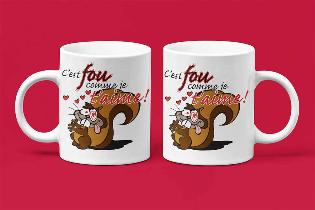 Une tasse cadeau pour la Saint-Valentin. C'est fou comme je t'aime.