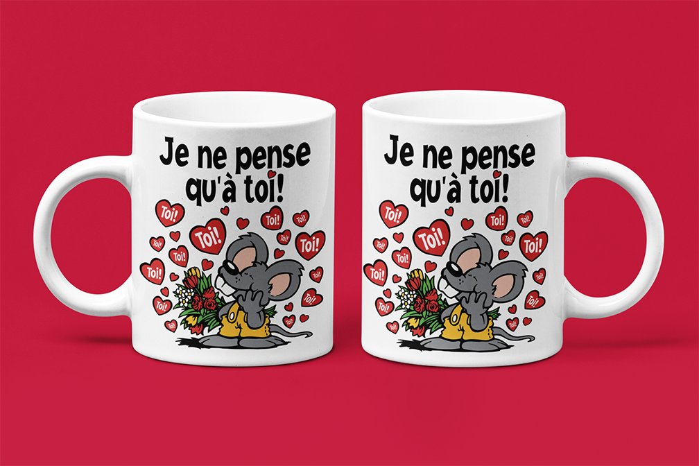 Une tasse cadeau pour la Saint-Valentin: Je ne pense qu'a toi. St-Valentin