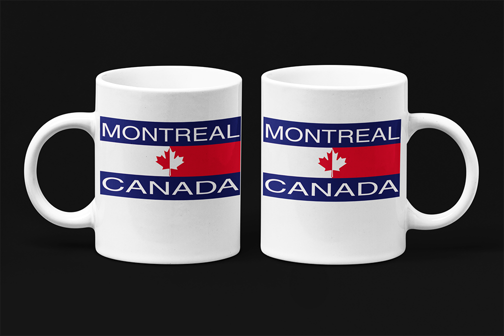 Une tasse à café souvenir de notre Collection Touristique: Ville de Montréal, Canada.