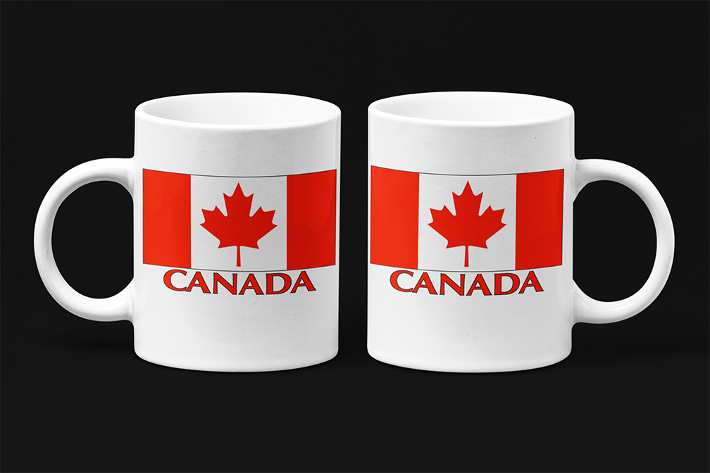 Un tasse à café souvenir de notre Collection Touristique: Drapeau du Canada