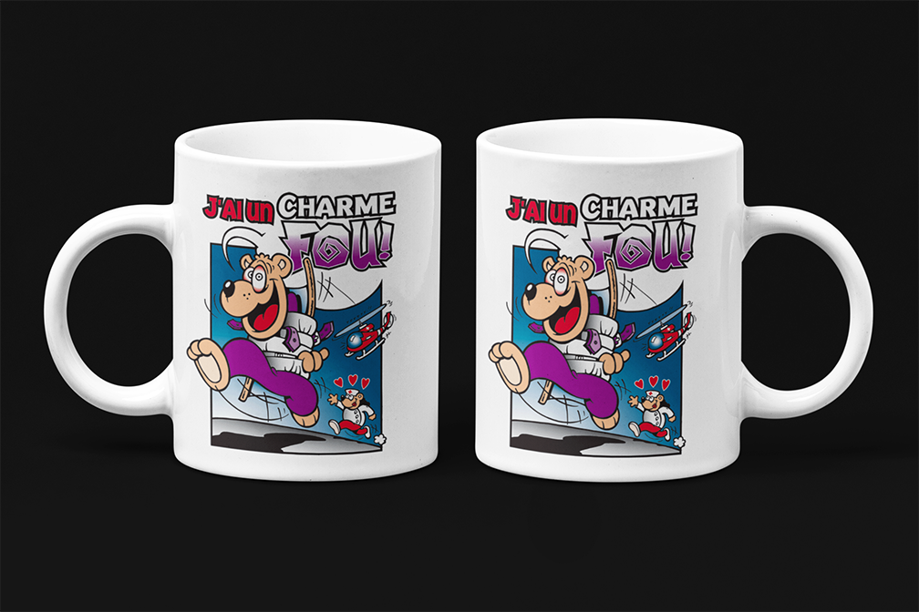 Une tasse comique en français de notre Collection Caractère: J'ai un charme fou.