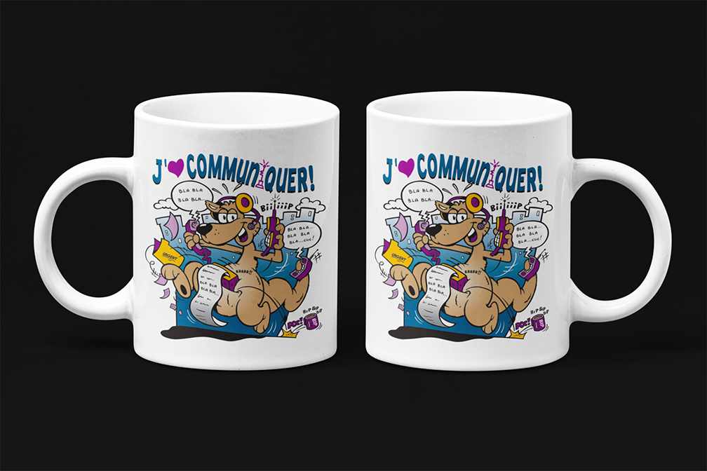 Une tasse drôle de la Collection Caractère: J'aime communiquer!