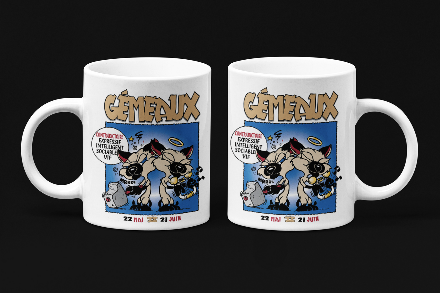 Une tasse pleine d'humour de la Collection Zodiaque: Signe astrologique du Gémeaux