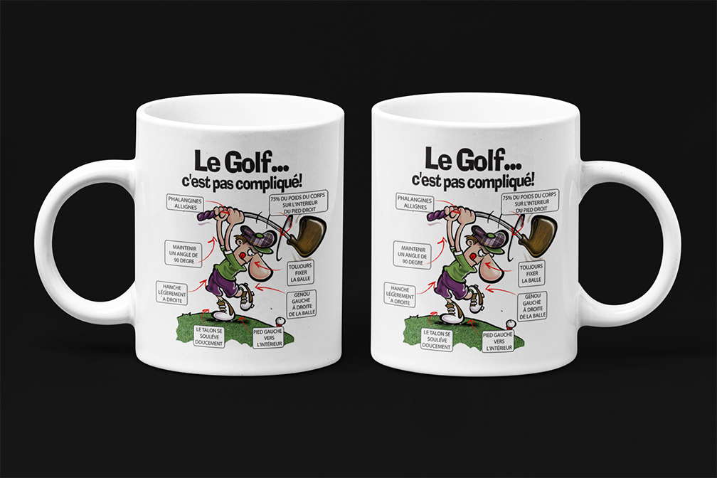 Une tasse humoristique de notre Collection Loisirs et Sports: Le golf c'est pas compliqué.