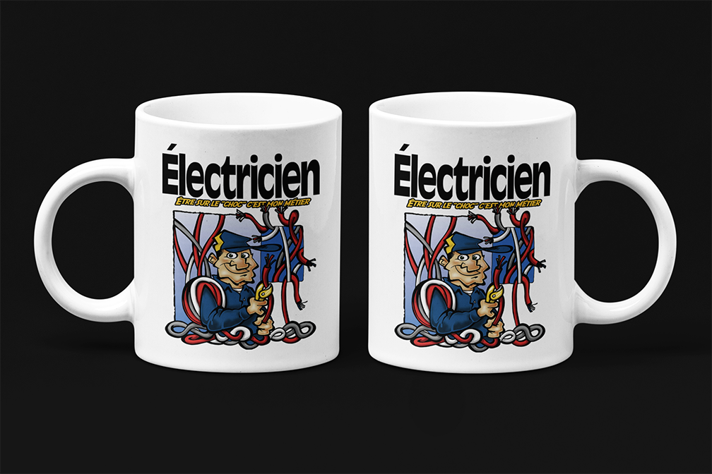 Une tasse cadeau humoristique de la Collection Métier: Électricien