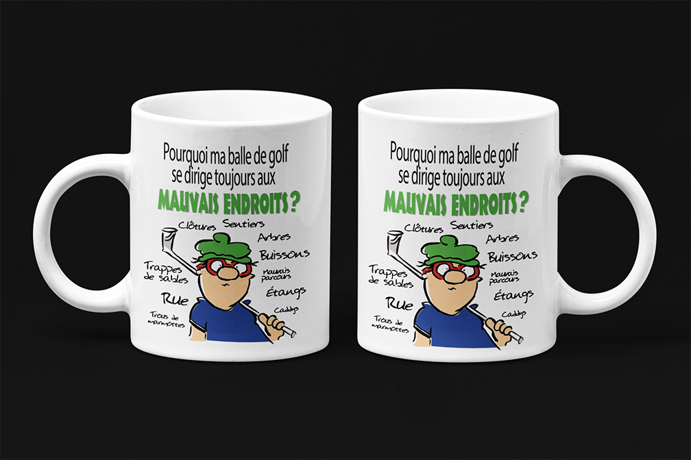 Une tasse cadeau drôle sur le golf de notre Collection Loisirs et Sports