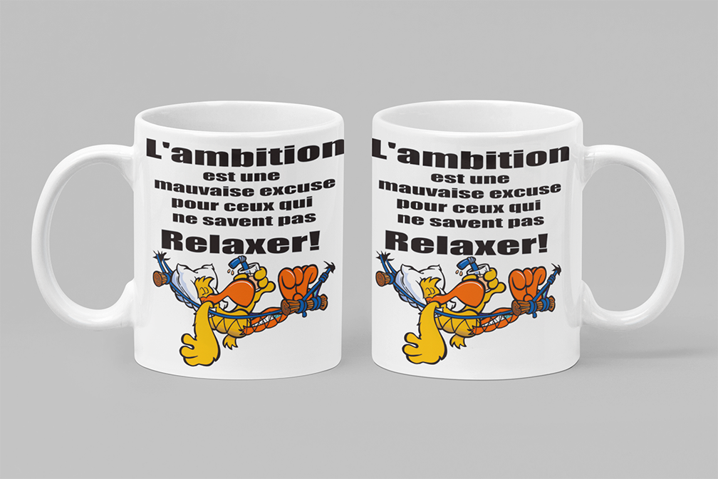 Une tasse drôle de la Collection Travail. L'ambition.