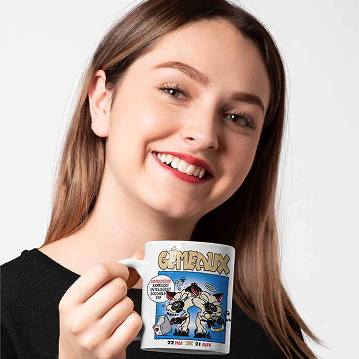 Une tasse pleine d'humour de la Collection Zodiaque: Signe astrologique du Gémeaux