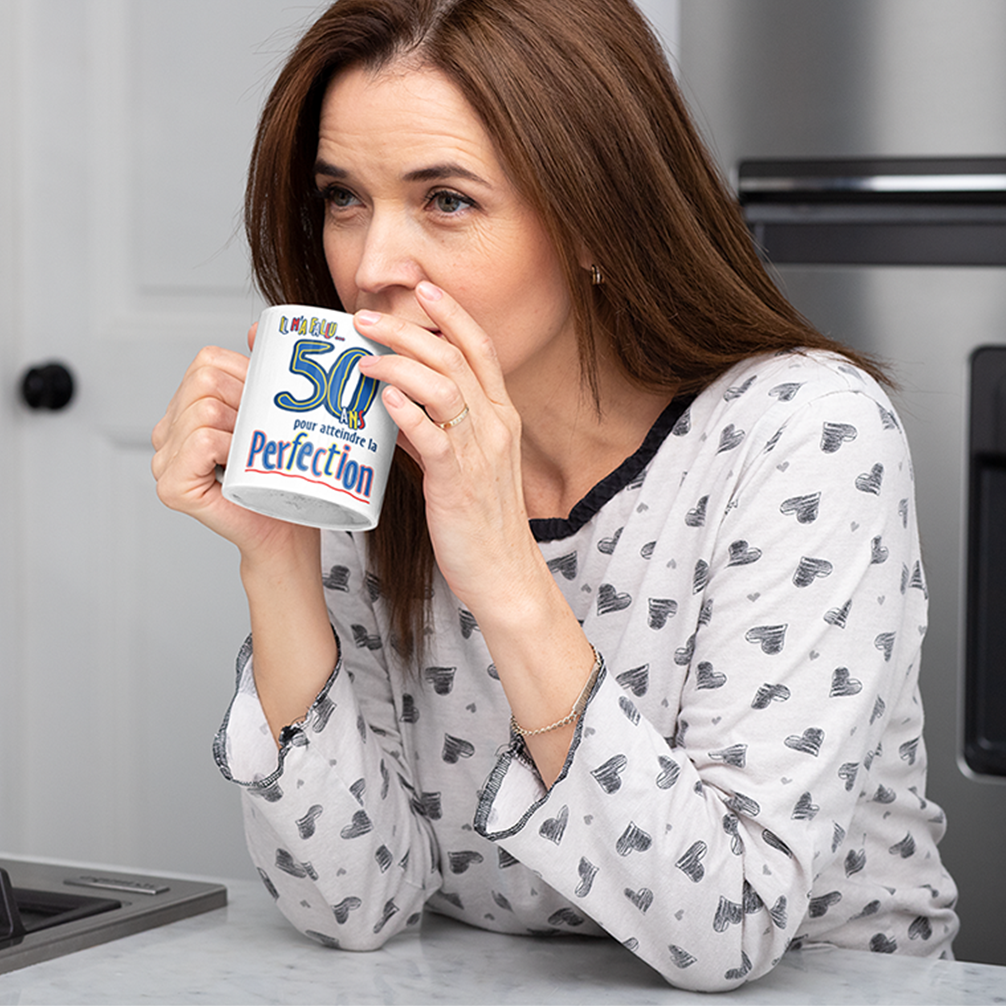 Une tasse drôle de notre Collection Anniversaire: Il ma fallu 50 ans pour atteindre la perfection