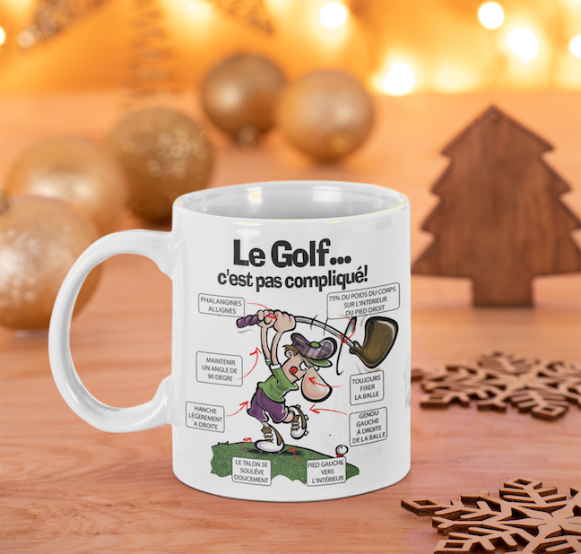Une tasse humoristique de notre Collection Loisirs et Sports: Le golf c'est pas compliqué.