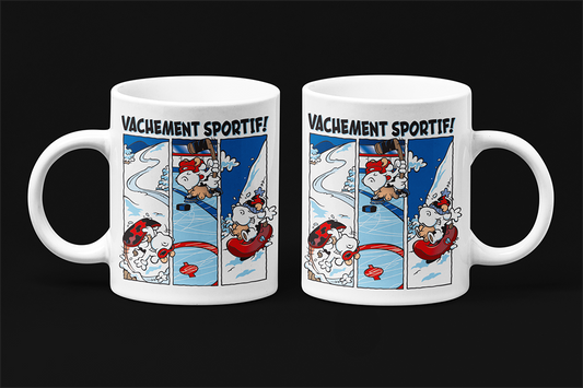 Une tasse cadeau originale de notre Collection Loisirs et Sports: Vachement sportif.