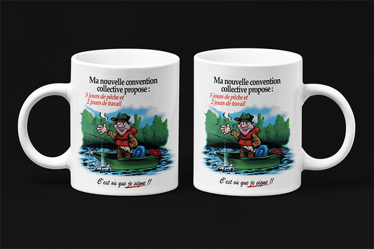 Une tasse originale de notre Collection Loisirs et Sports: Convention Collective. Pêche