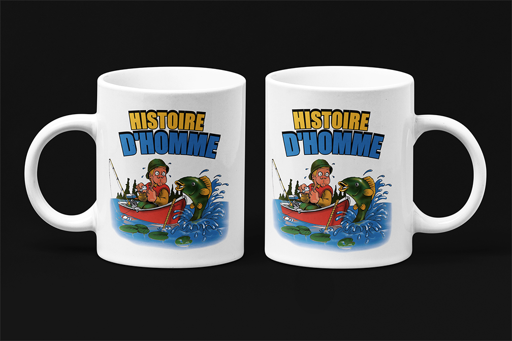 Une tasse humoristique de notre Collection Loisirs et Sports: Histoire d'homme.