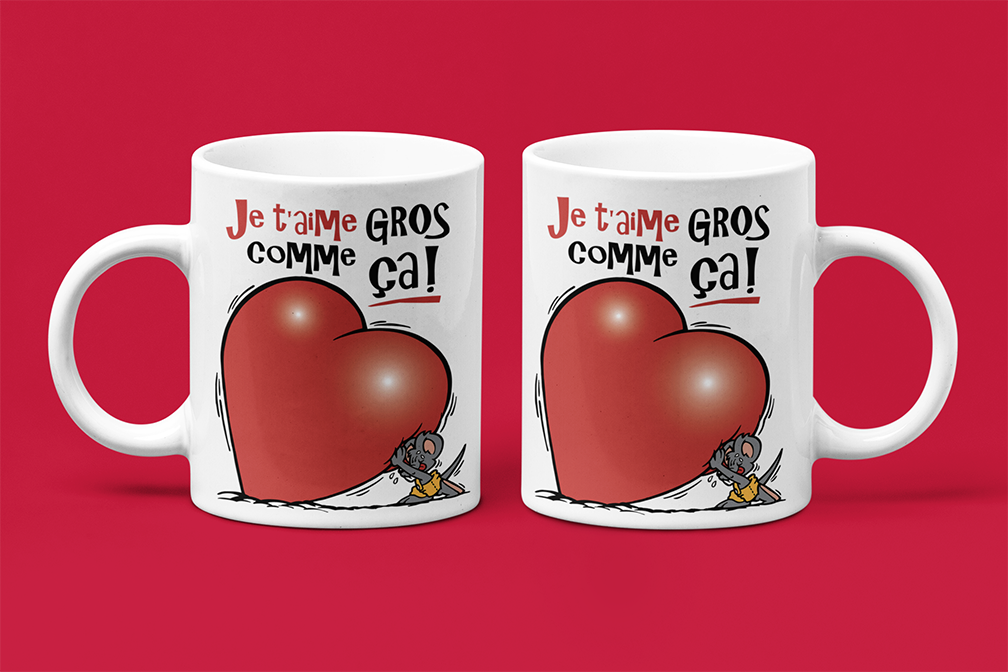 Une tasse cadeau pour la Saint-Valentin. Je t'aime gros comme ça!. St-Valentin