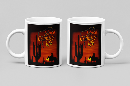 Une tasse cadeau de la Collection Rodéo: I love Country life.