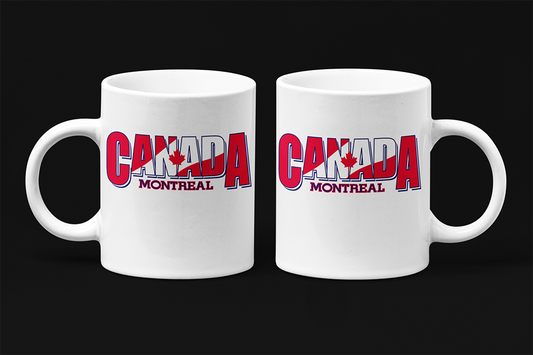 Une tasse à café souvenir de notre Collection Touristique: Montréal, ville du Canada.