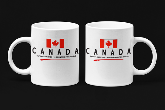 Une tasse souvenir bilingue de notre Collection Touristique: Canada, Pays No1 au monde!