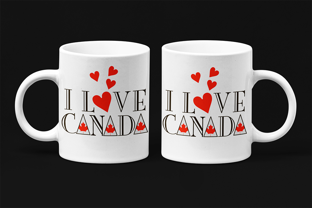 Une tasse cadeau souvenir en anglais de notre Collection Touristique: I love Canada