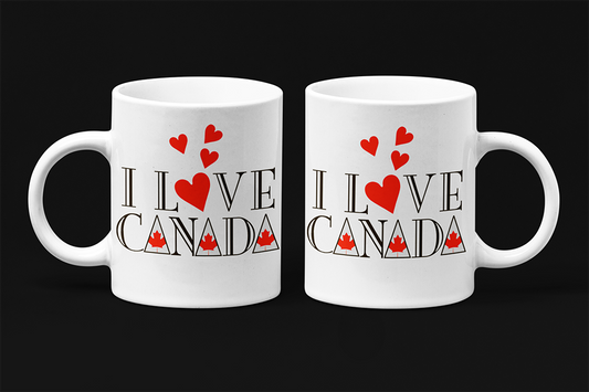 Une tasse cadeau souvenir en anglais de notre Collection Touristique: I love Canada