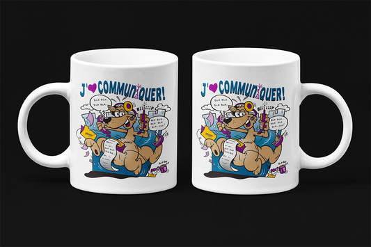 Une tasse drôle de la Collection Caractère: J'aime communiquer!