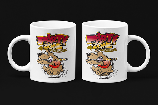 Une tasse humoristique en français de notre Collection Caractère: Party Zone!