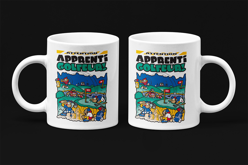 Une tasse comique sur notre Collection Loisirs et Sports: Apprenti golfeur