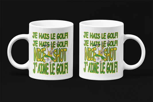 Une tasse cadeau humoristique de notre Collection Loisirs et Sports: J'aime le golf